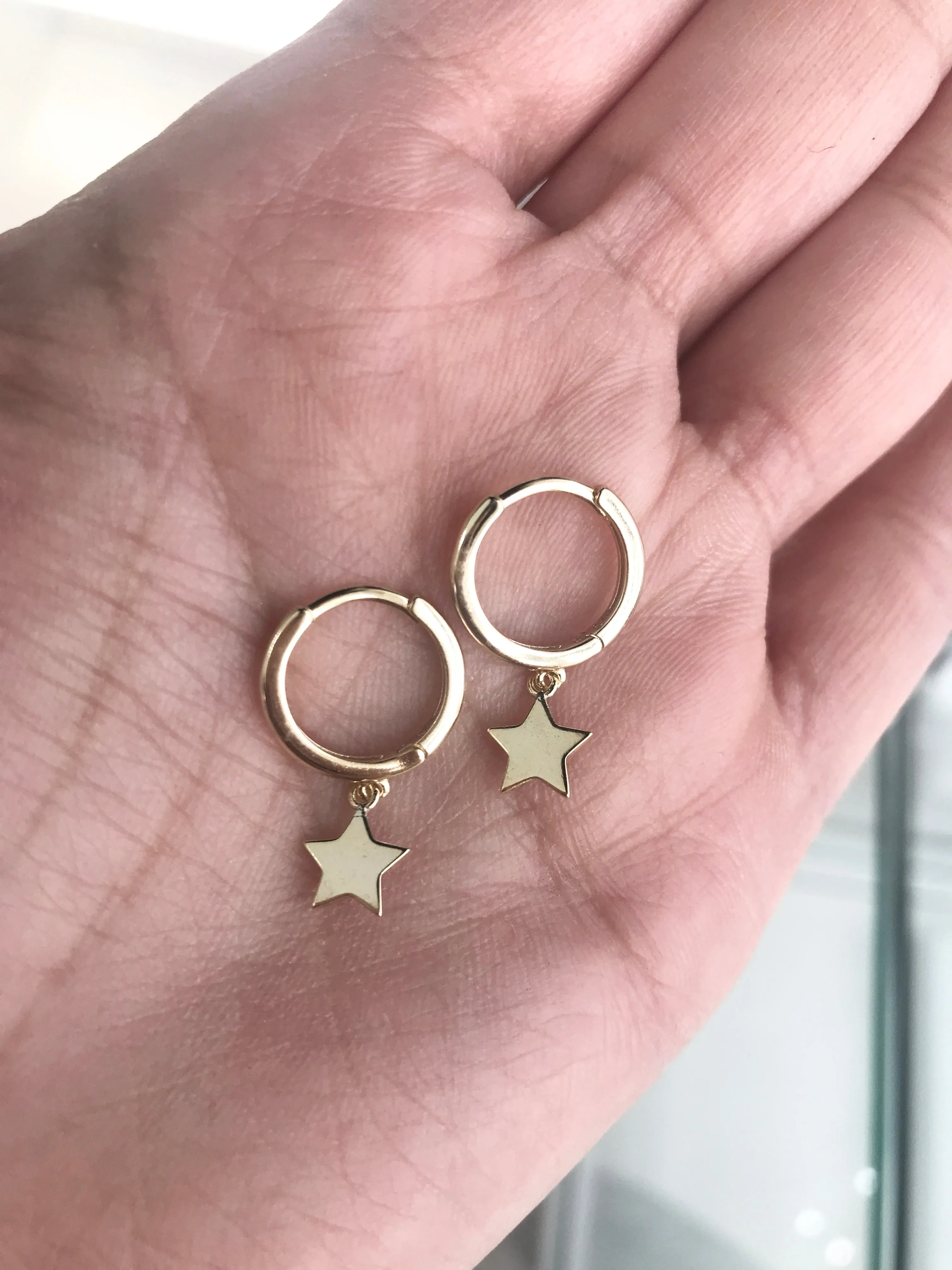 14k/925 Vermeil Plain Star Huggies