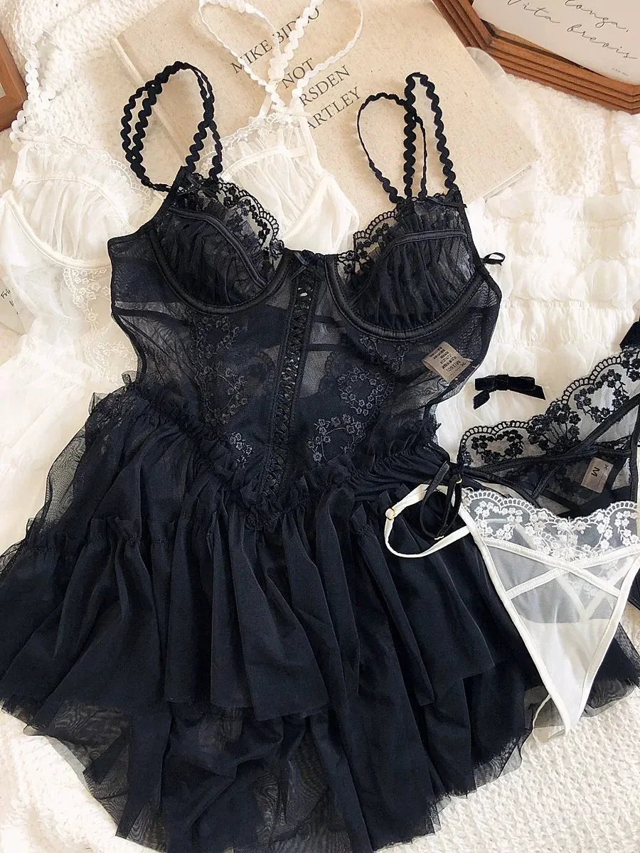 2-Piece Balletcore Sheer Mesh Nightie Lingerie Set