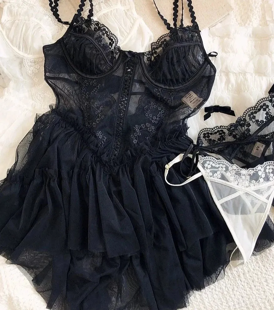 2-Piece Balletcore Sheer Mesh Nightie Lingerie Set