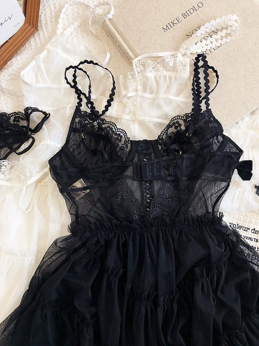 2-Piece Balletcore Sheer Mesh Nightie Lingerie Set