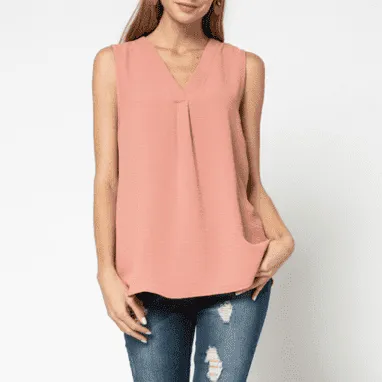 All Day Sleeveless VNeck Blouse