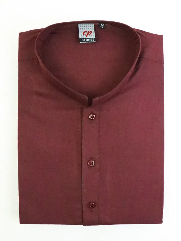 AM Men's Festive Plain Kurta Maroon