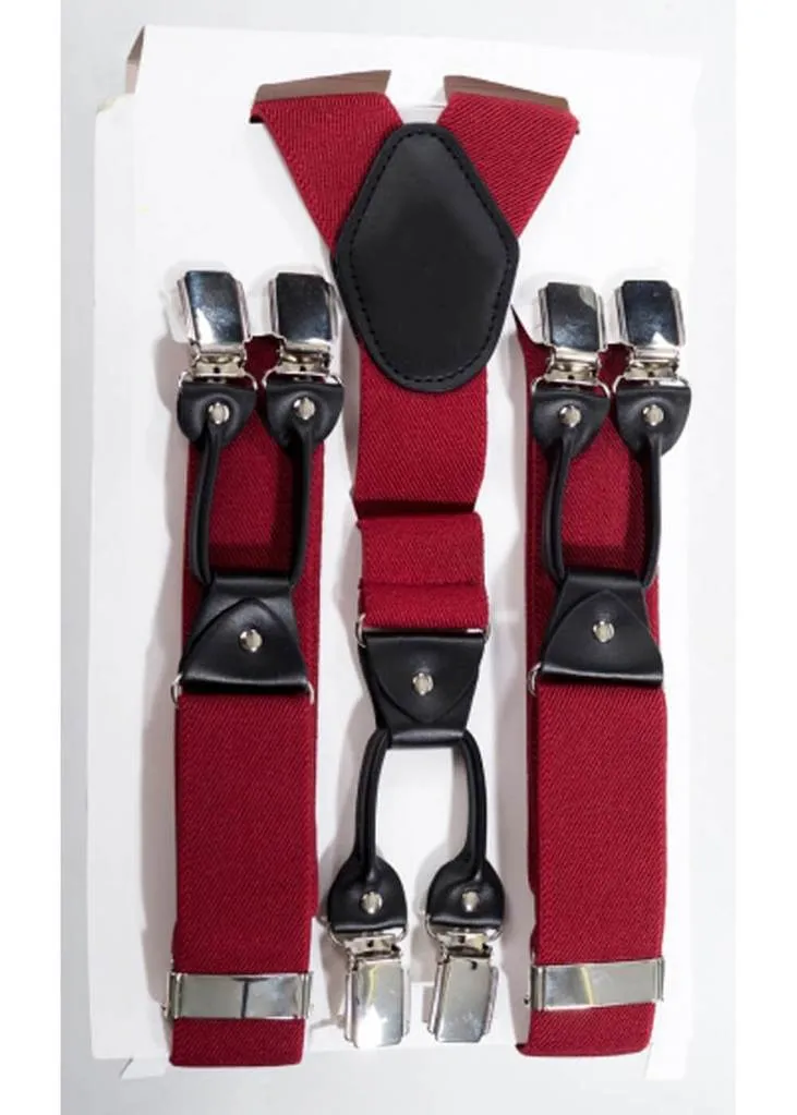 Banned Heren Plain Rockabilly Braces Red