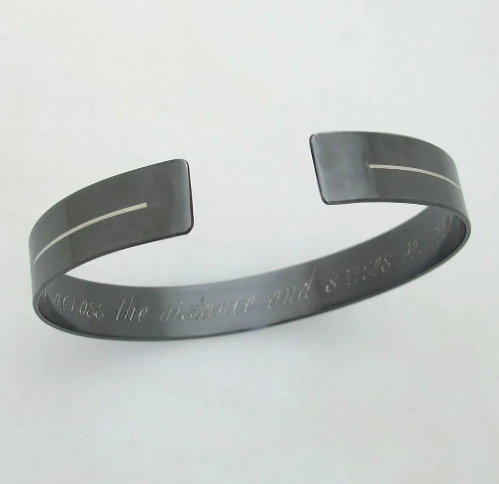 Black Bracelet - Line Cuff for Men