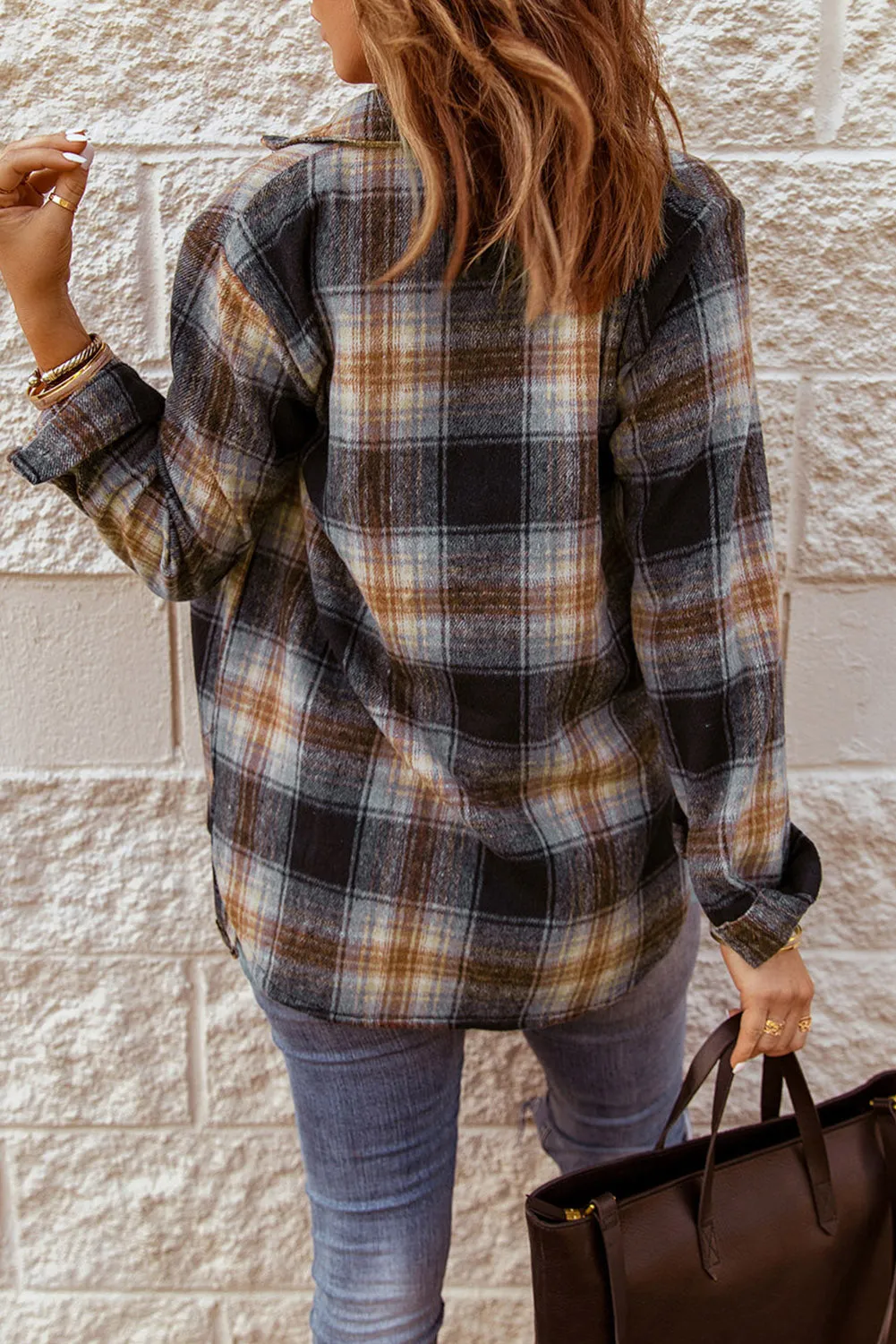 Black Oversize Plaid Shirt