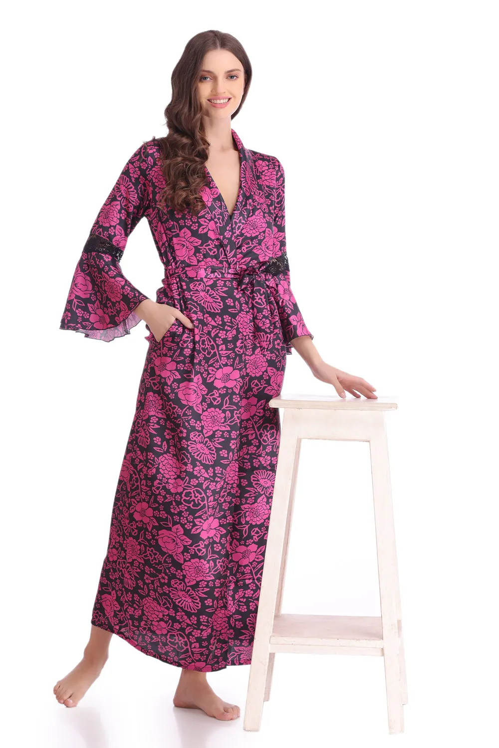 Black printed Nightgown set