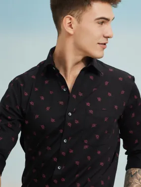 Black Printed Stretch Shirt