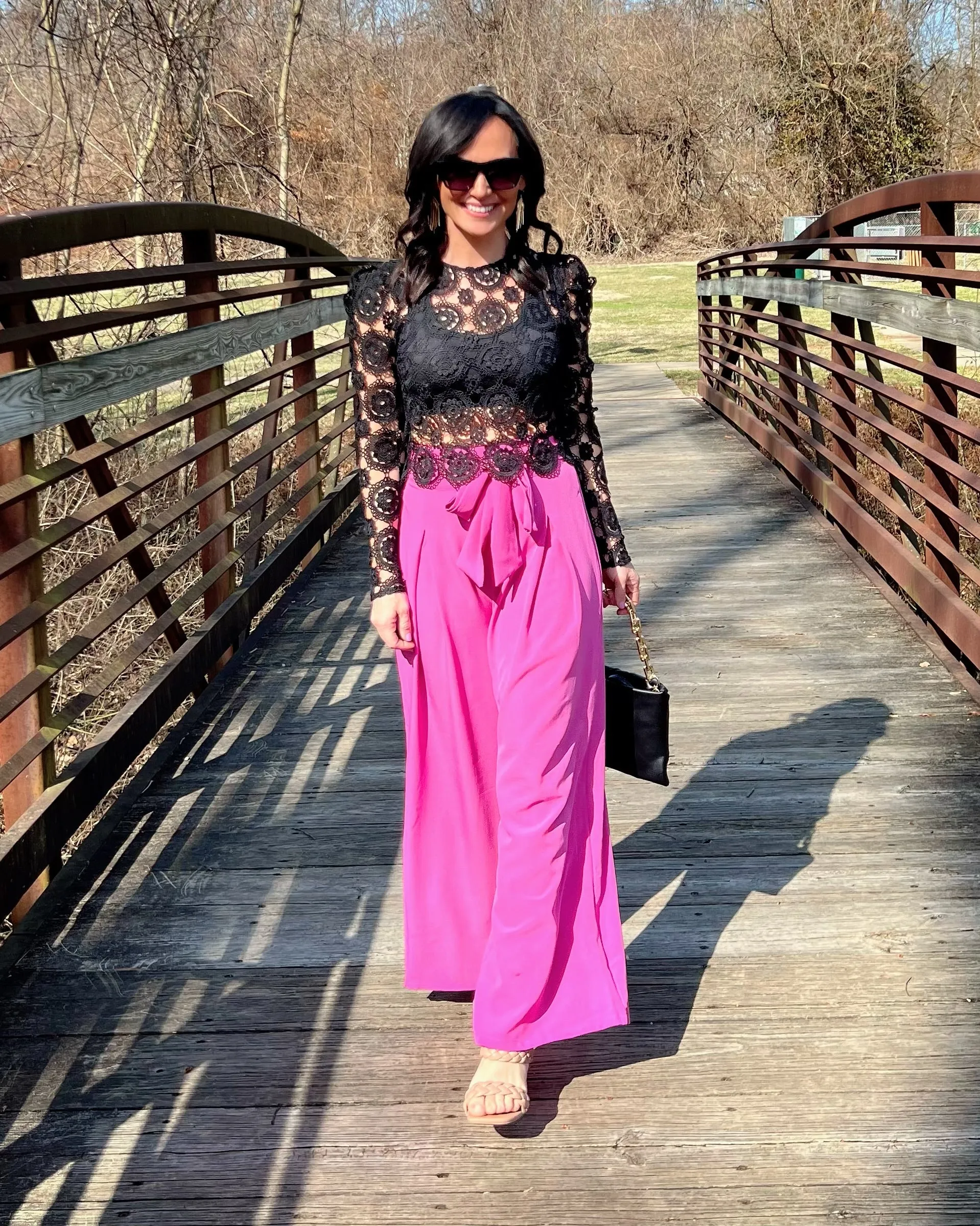 Black Scalloped Sheer Lace Crop Top