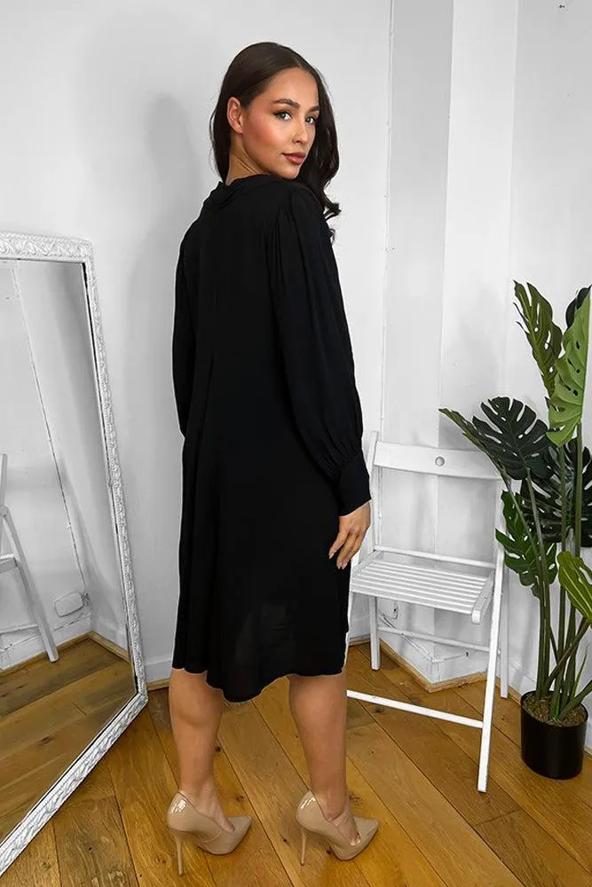 Black Sheer Chiffon V-Neck Dress