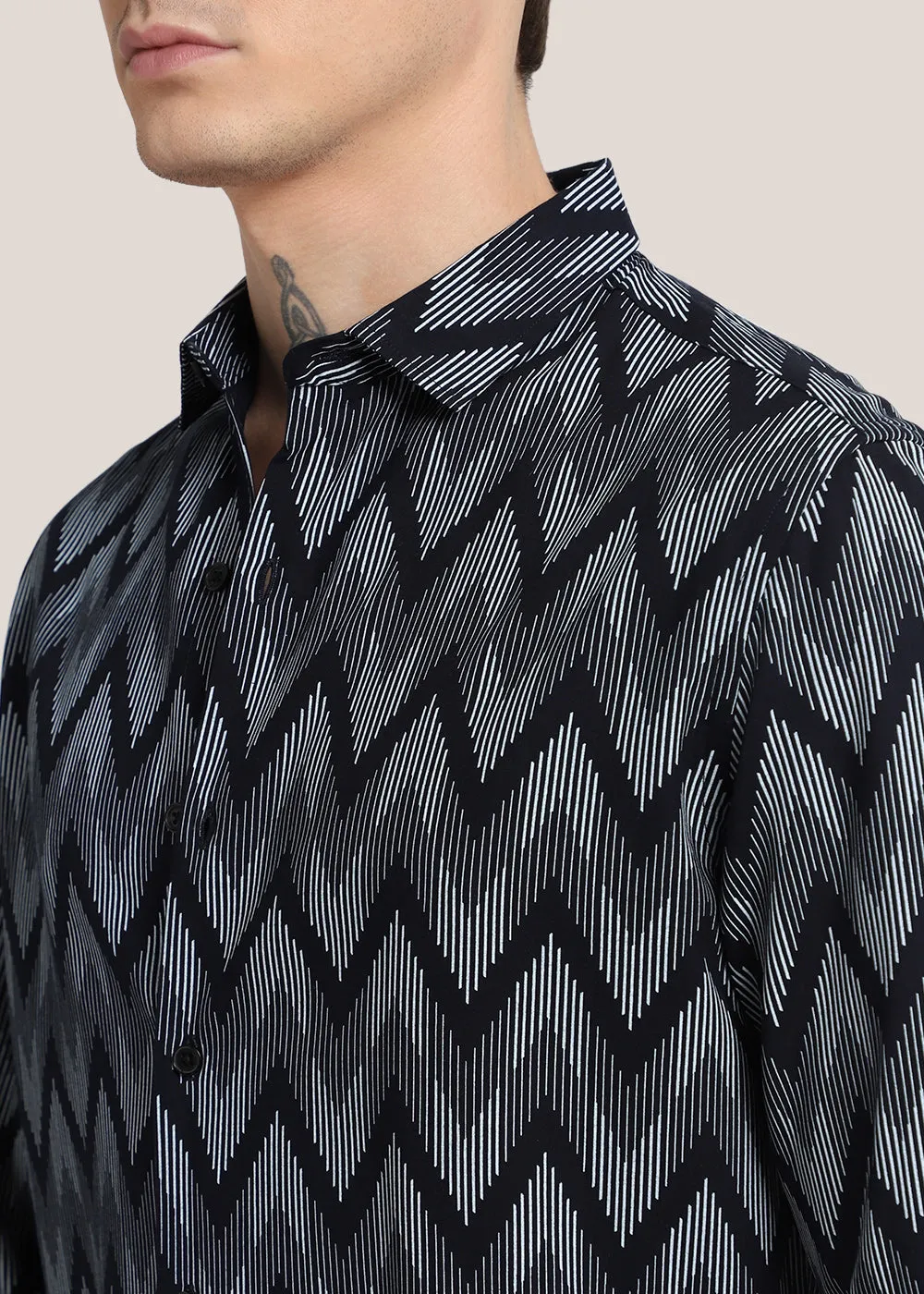 Blue Chevron Printed Shirt