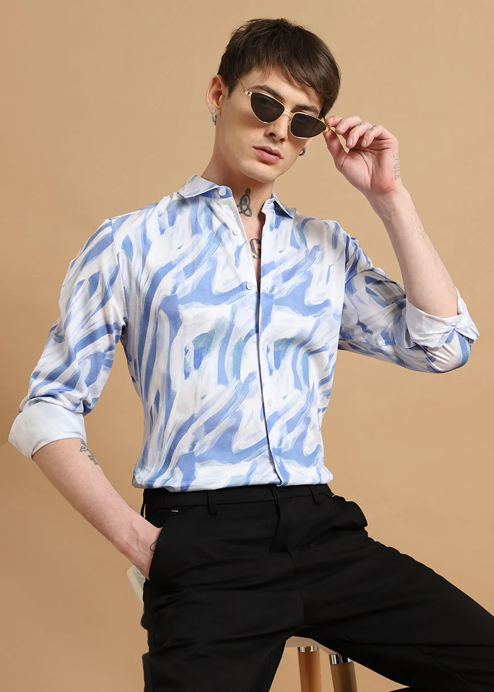 Blue Marble Printed shirt