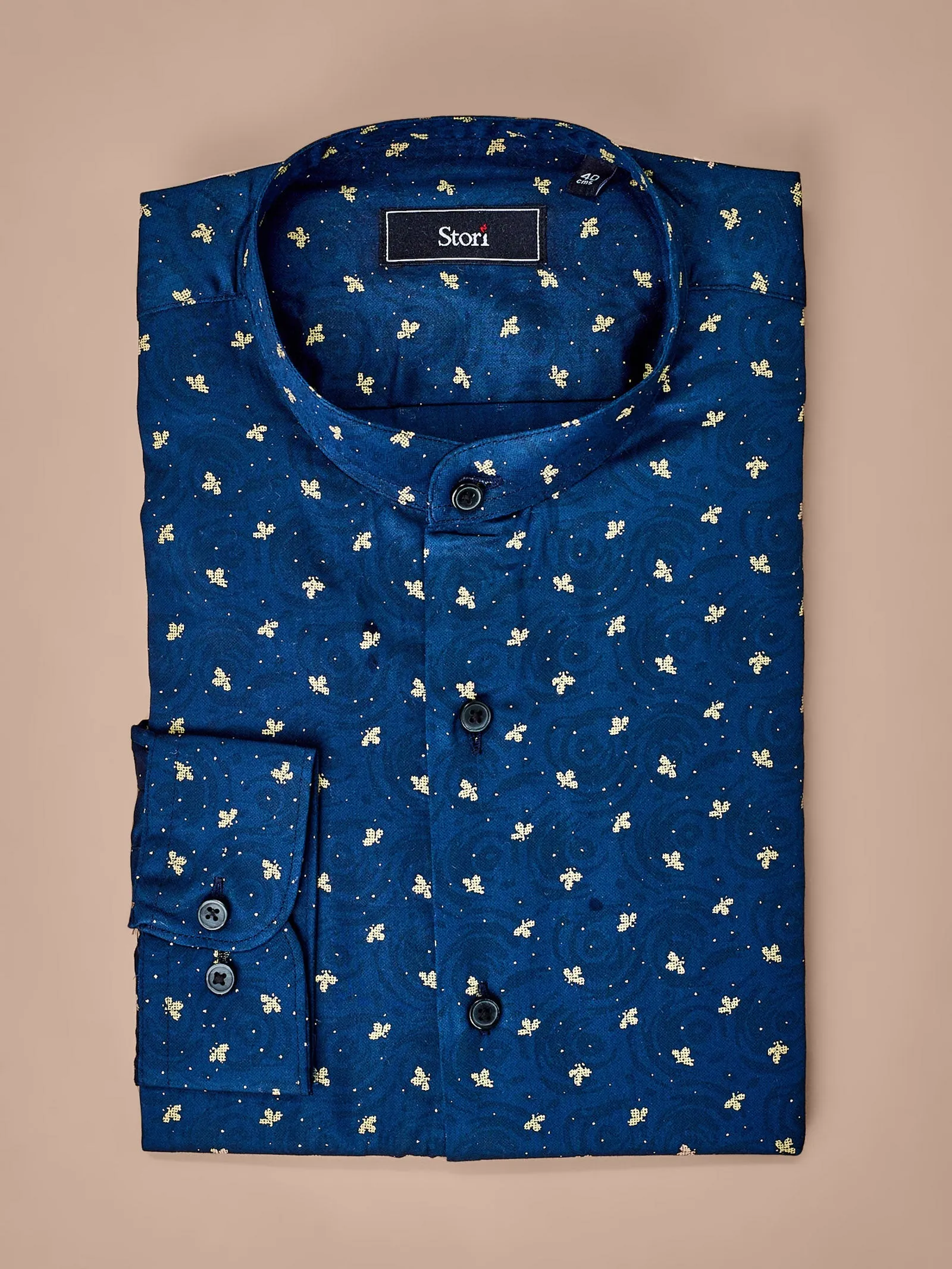 Blue Printed Party Wear Shirt