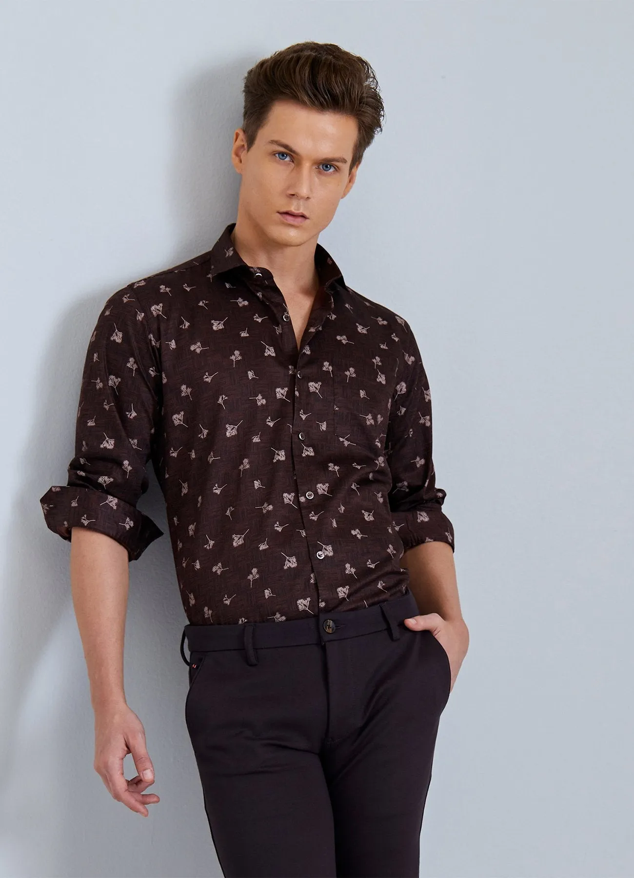 Brown Printed Shirt