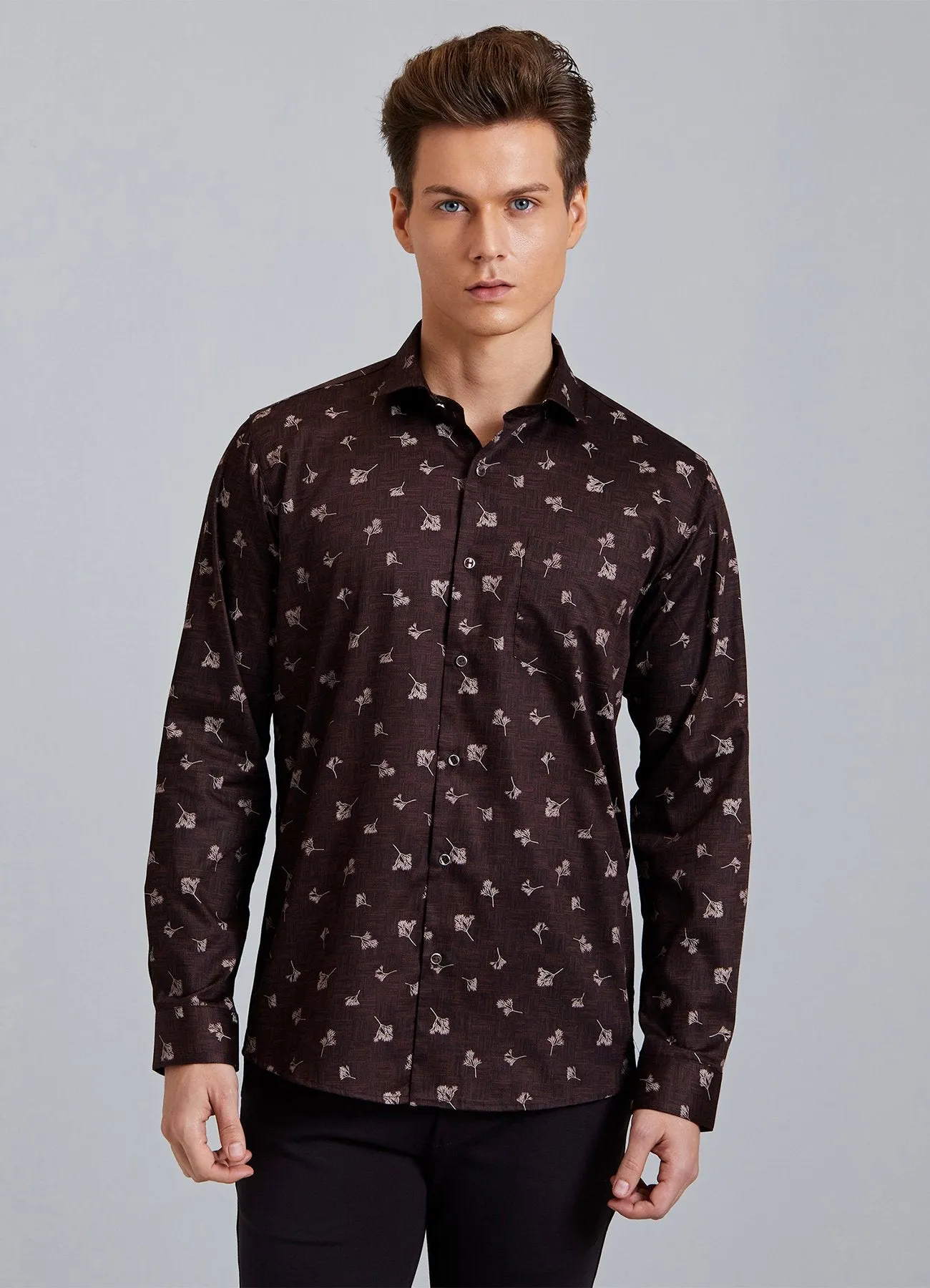 Brown Printed Shirt