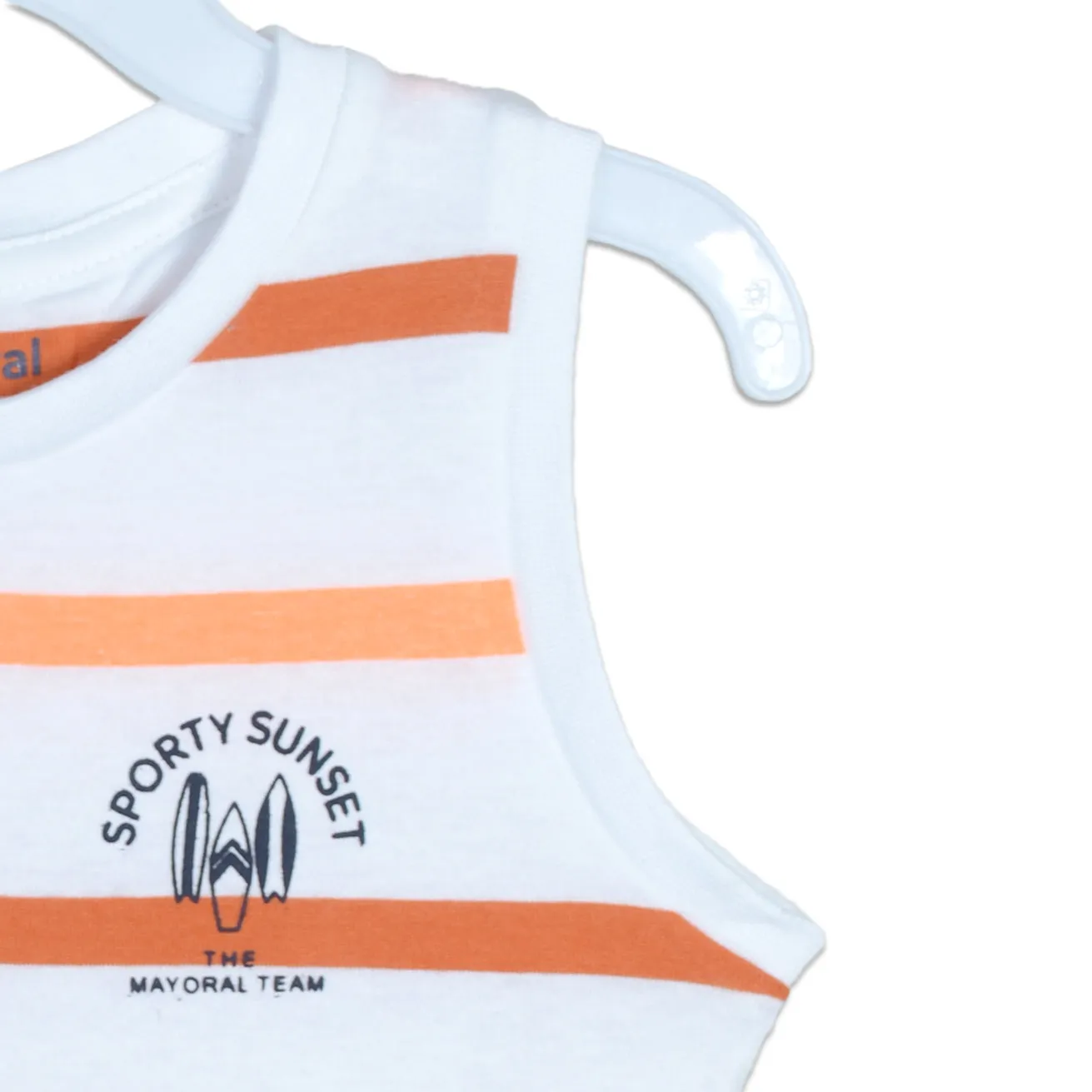 C1541 BNG Sporty Sunset Cut Lable Wite with Orange Stripes Sando T-Shirt