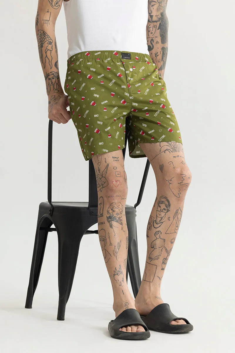 Chai Printed Green Boxer