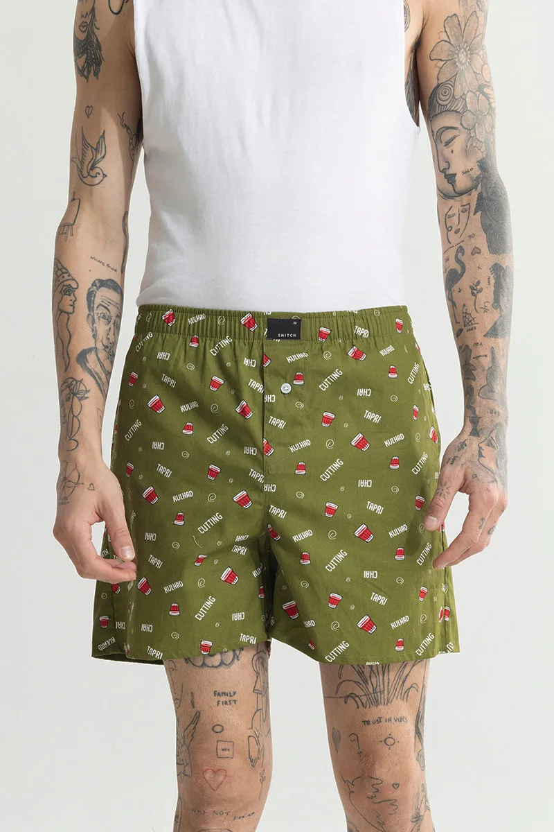 Chai Printed Green Boxer