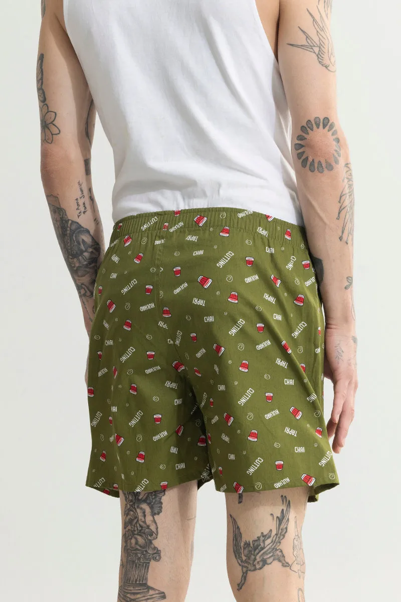 Chai Printed Green Boxer