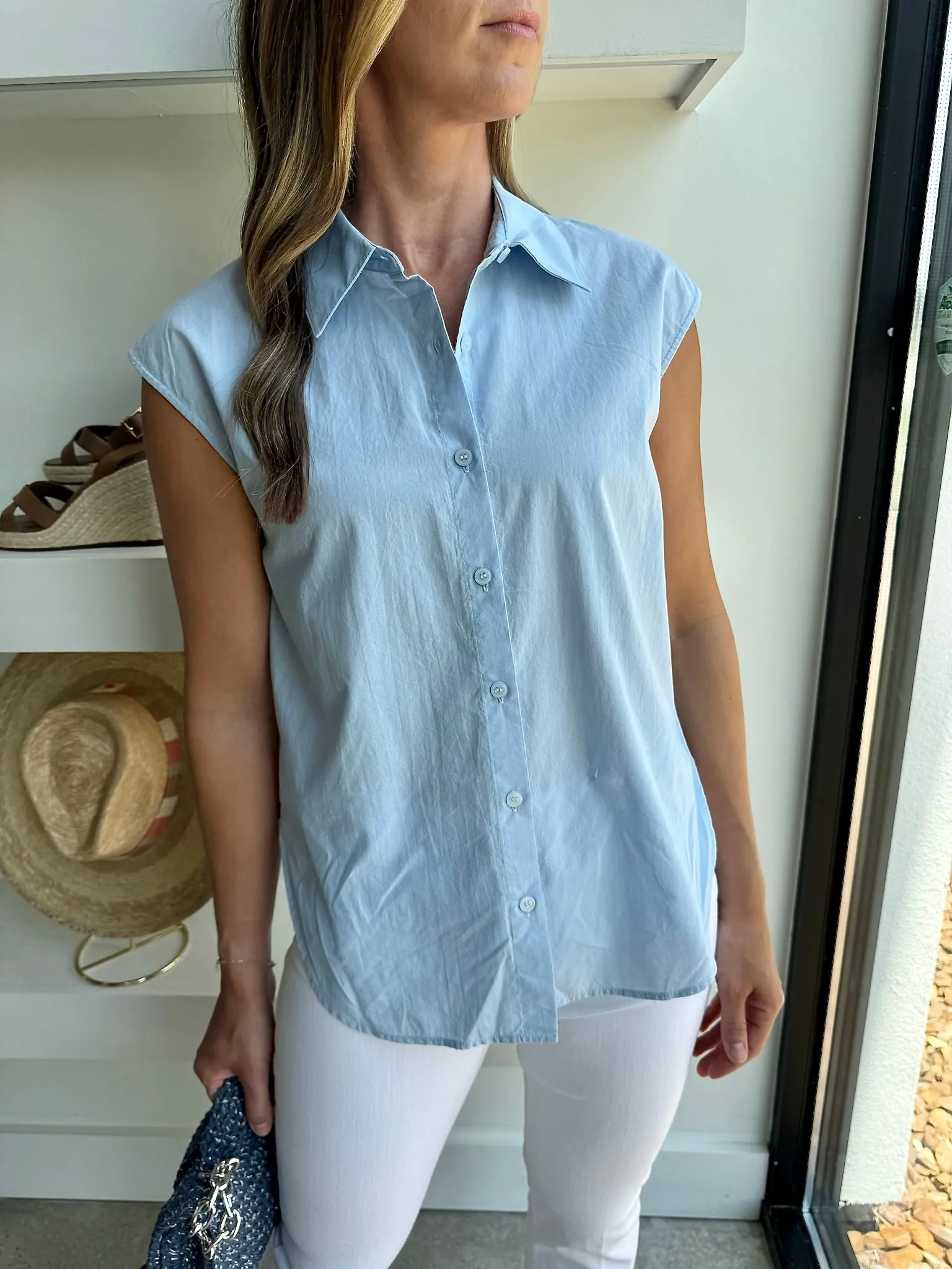 Chambray Sleeveless Top