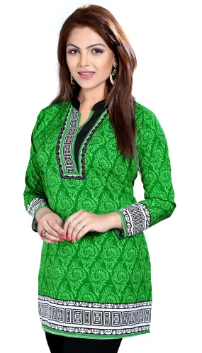 Chic Green Ladies Indian Kurtis – Stylish Short Kurti for Women