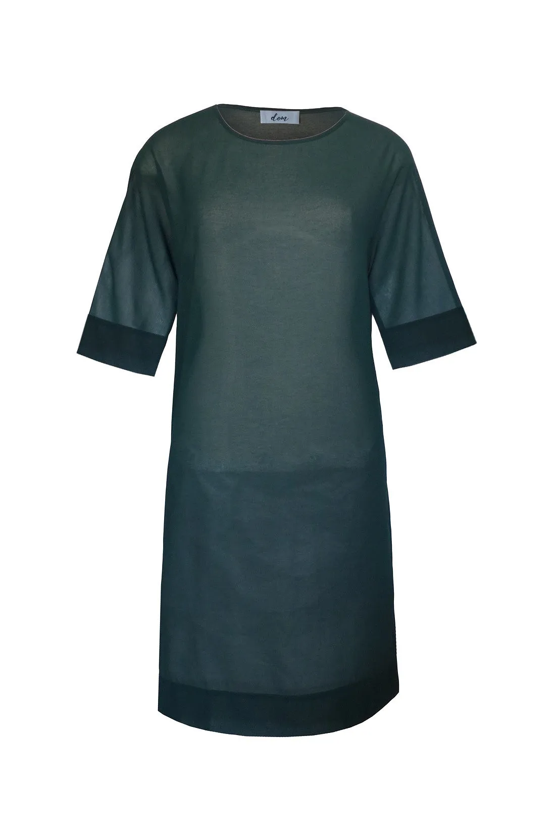 Christy Sheer Spruce Green Mid Sleeve Shift Dress