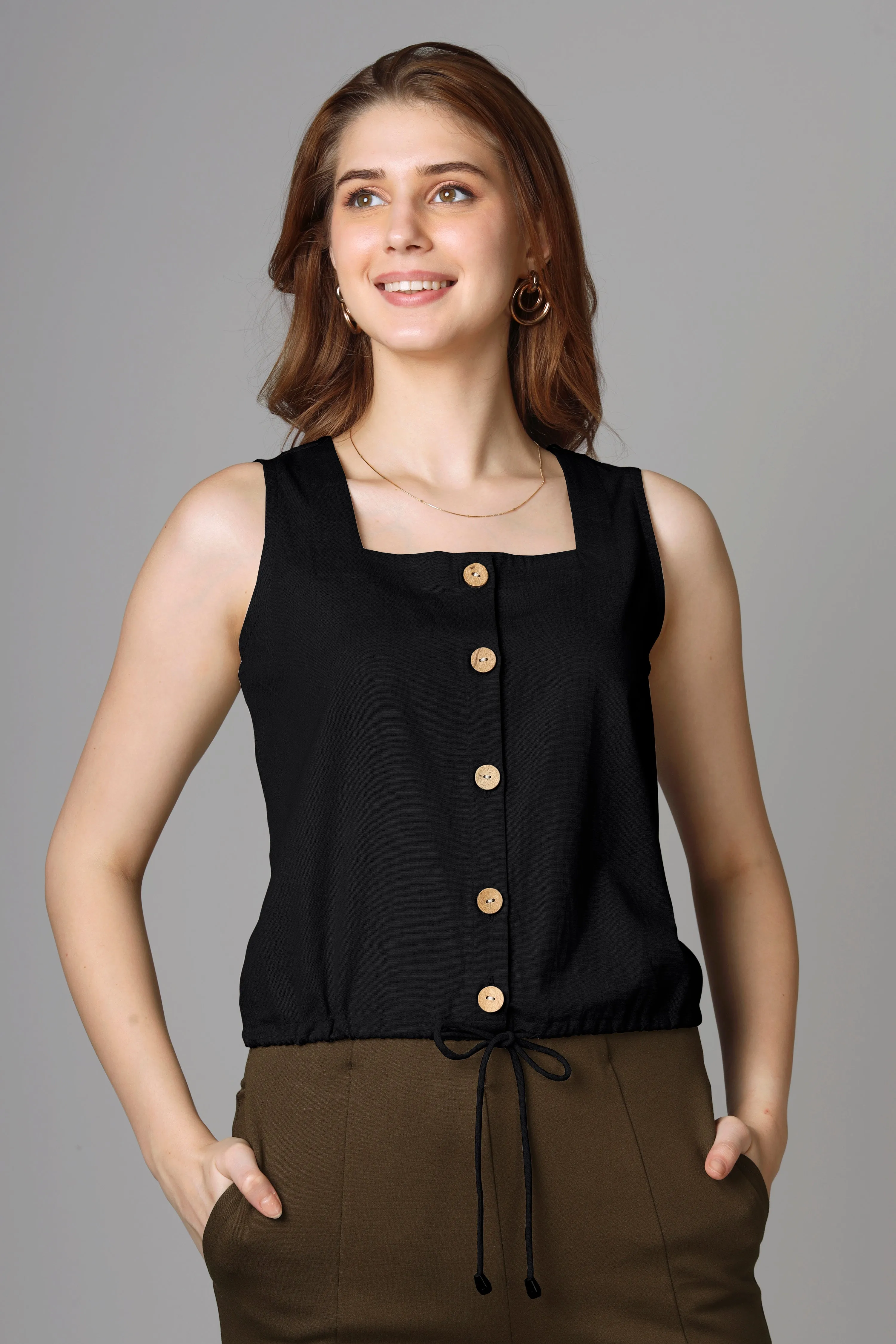 Classic Black Plain Top For Women