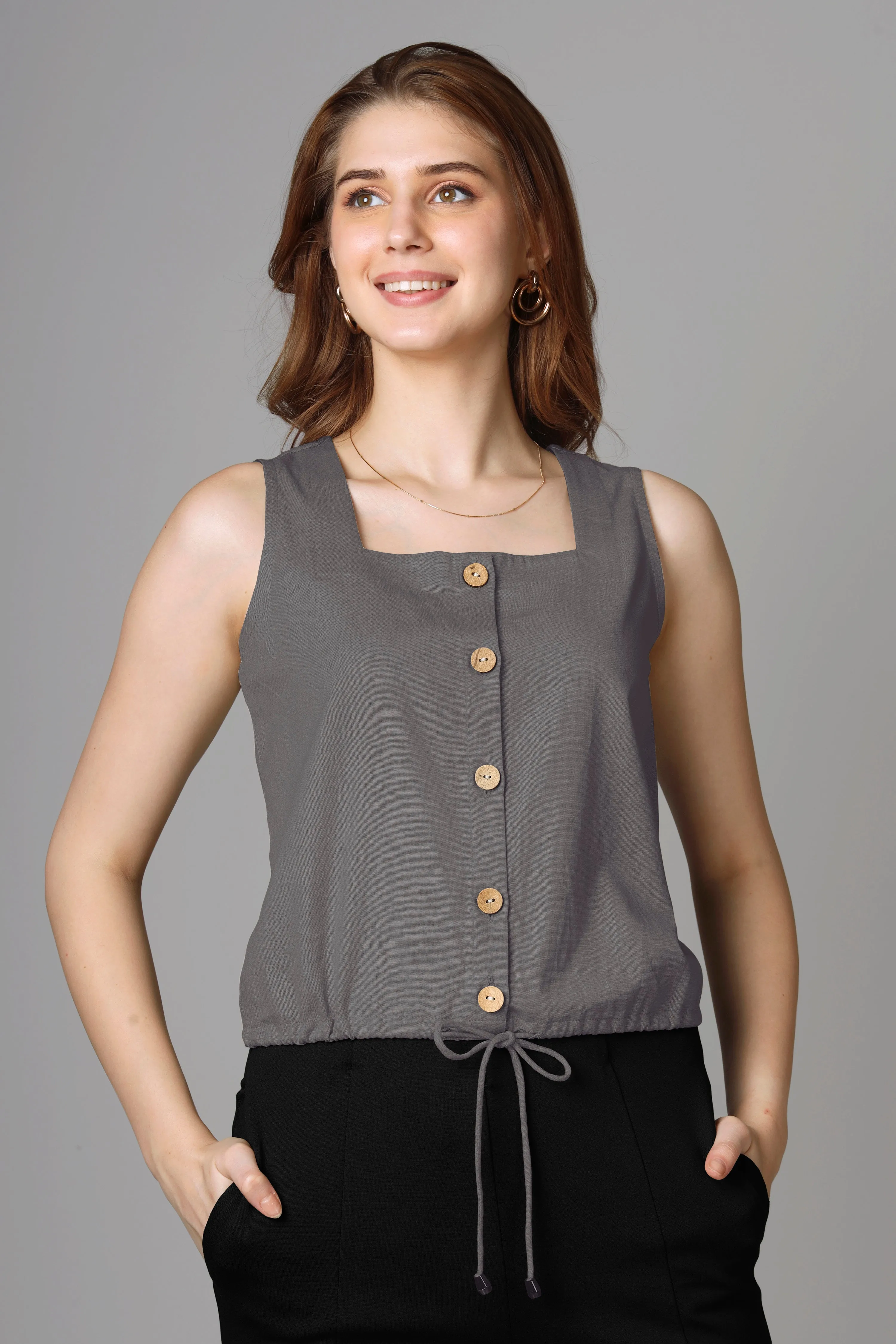 Classic Grey Plain Top For Women