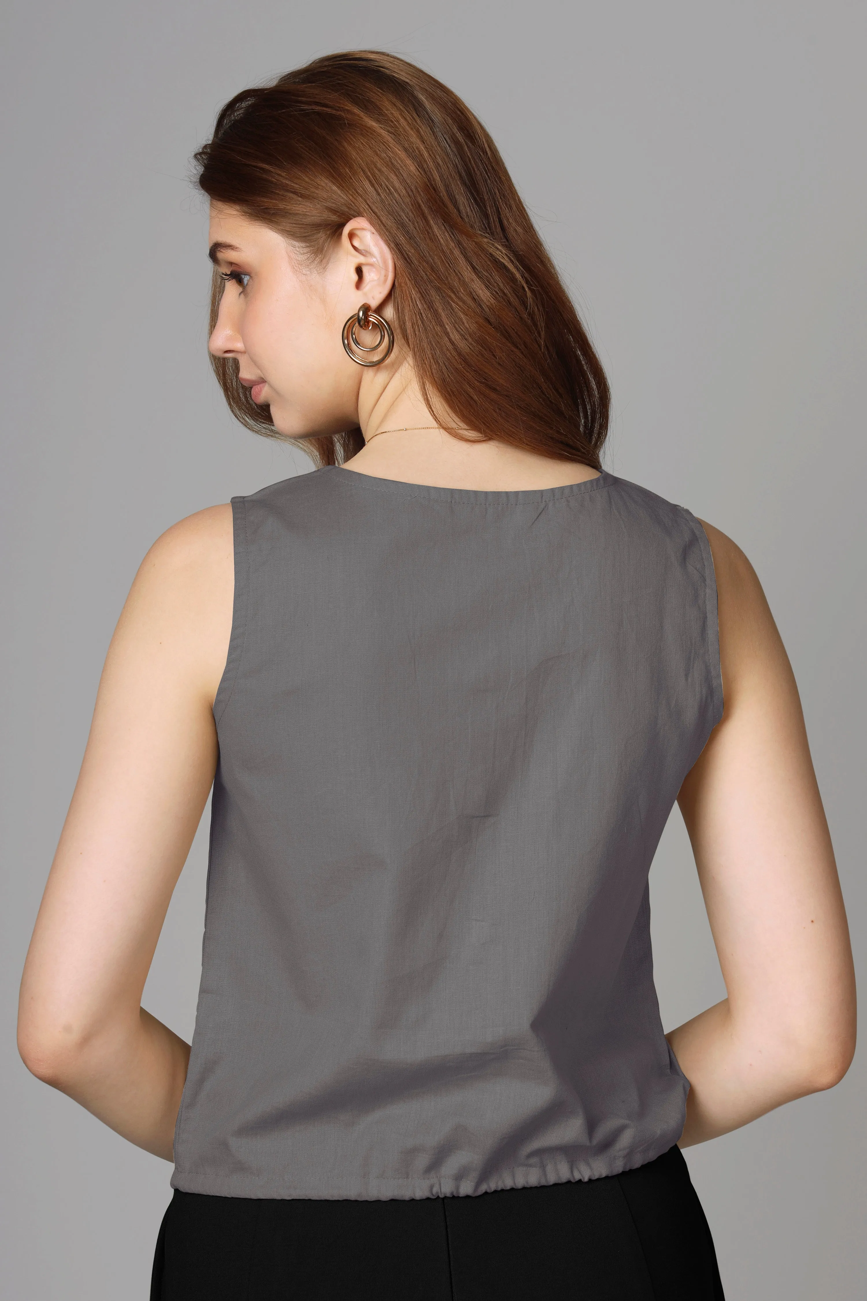 Classic Grey Plain Top For Women