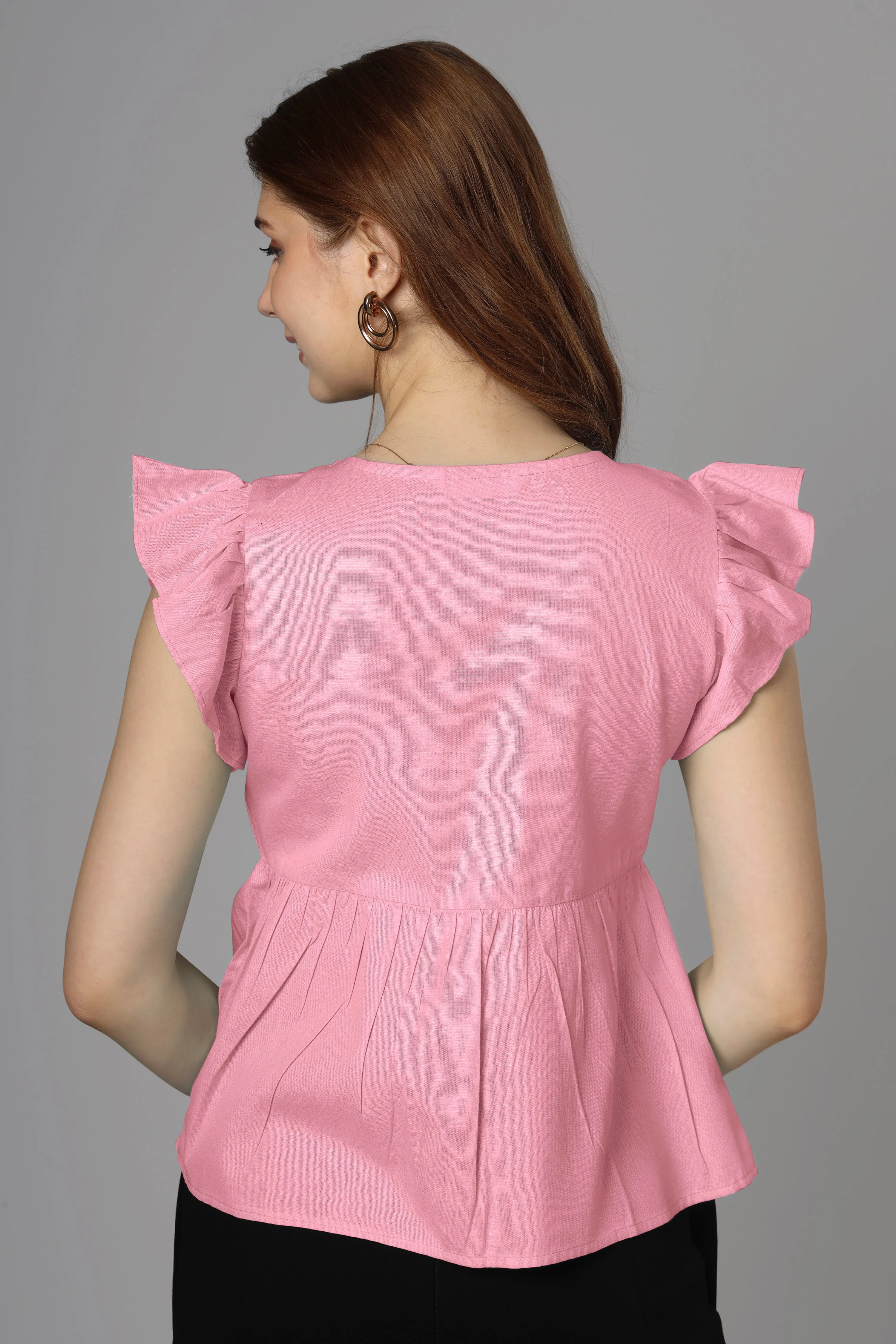 Classic Pink Cotton Top For Women