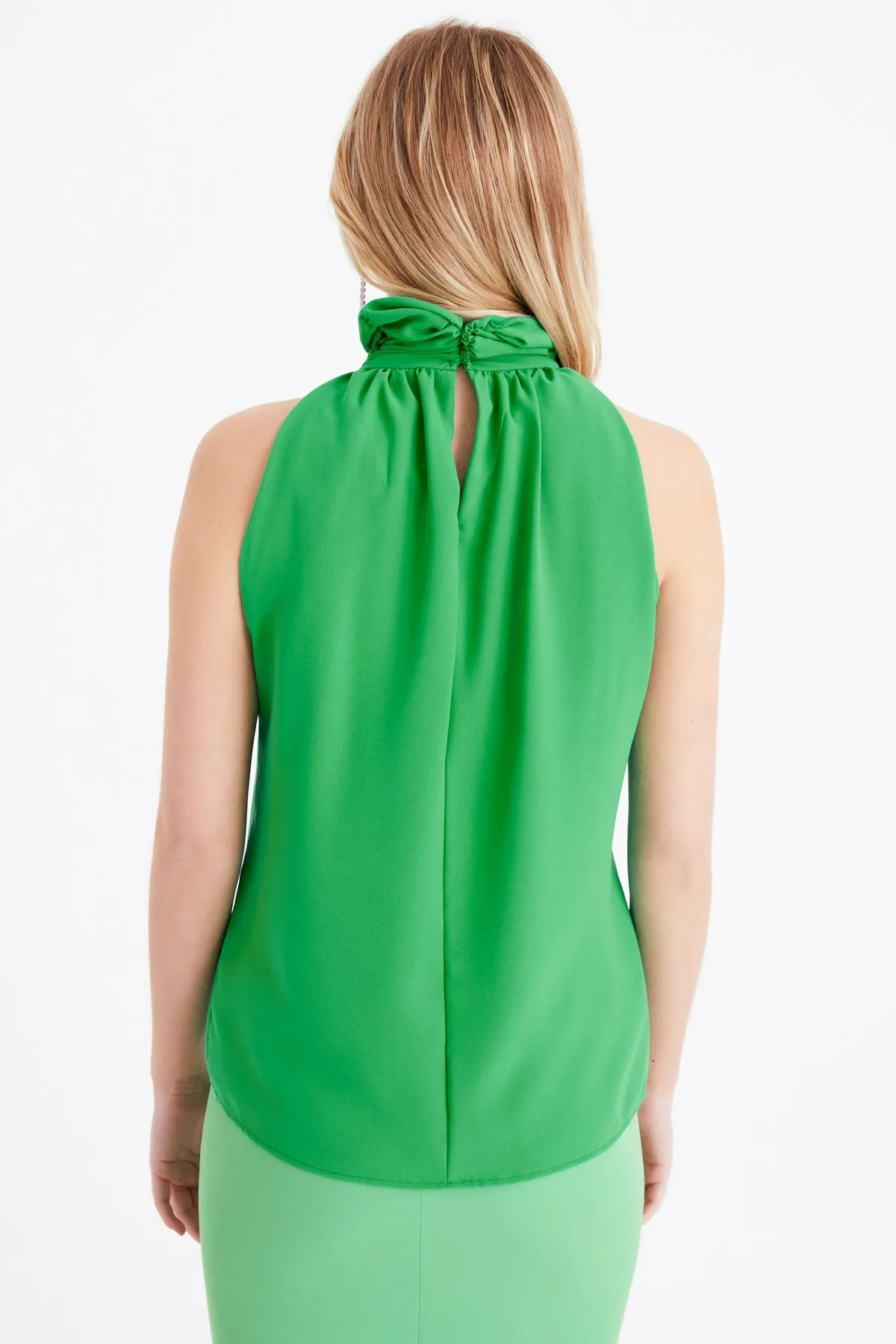 Collared sleeveless Top - GREEN