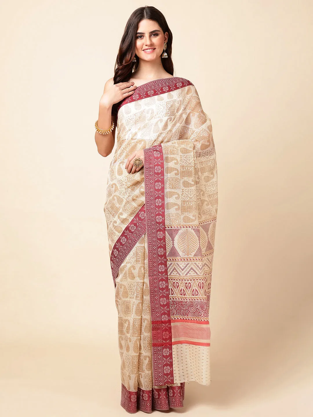 Cotton Printed Woven Saree