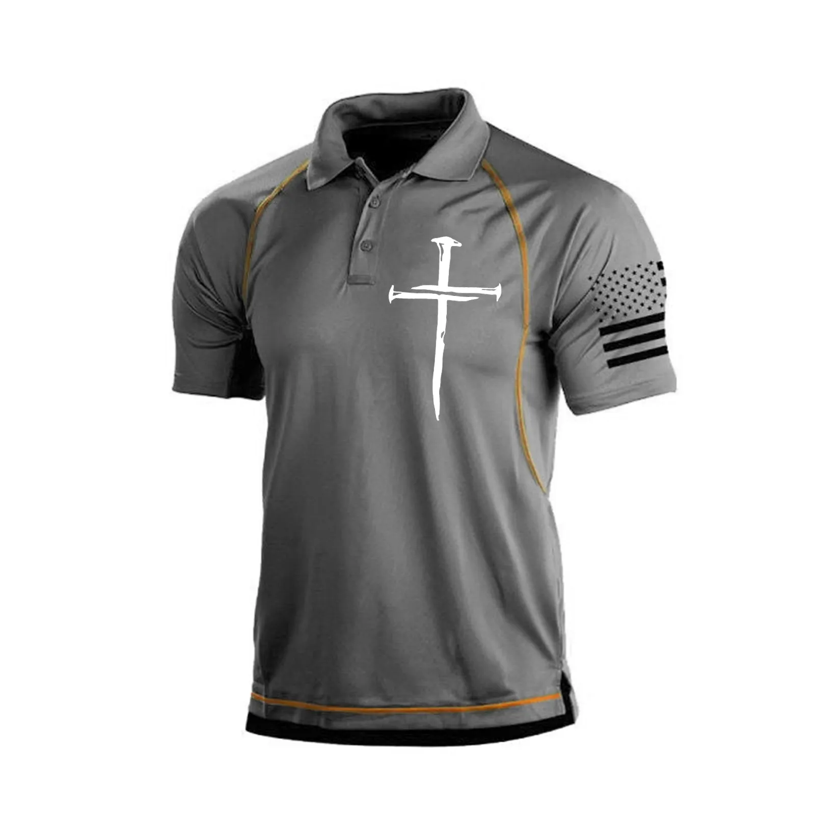 CROSSES RAGLAN PRINTED POLO SHIRT