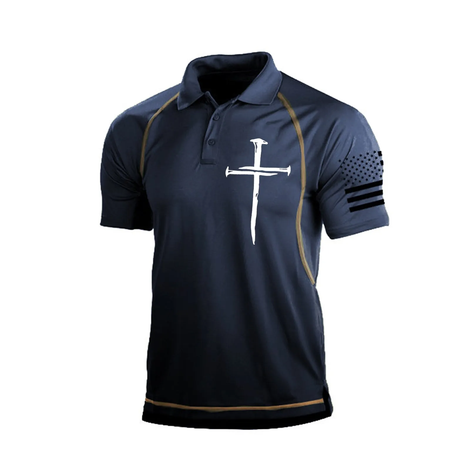 CROSSES RAGLAN PRINTED POLO SHIRT