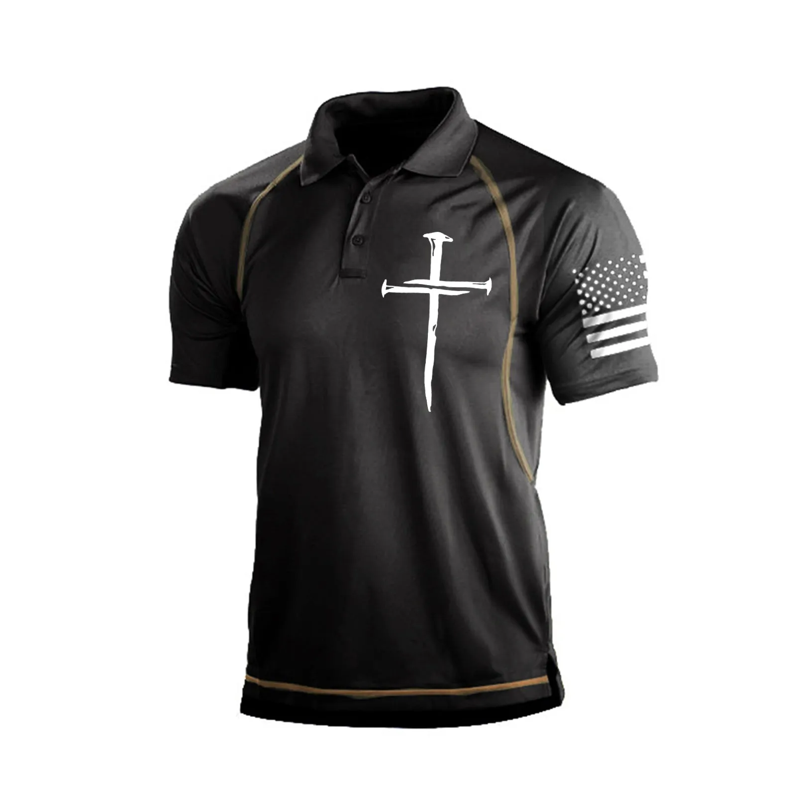 CROSSES RAGLAN PRINTED POLO SHIRT