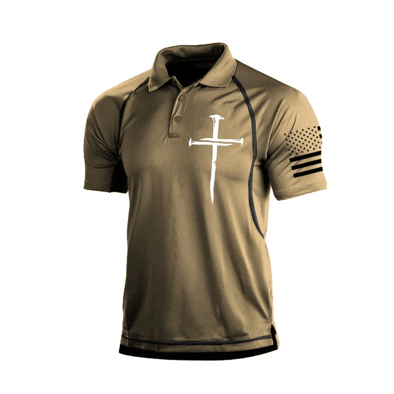 CROSSES RAGLAN PRINTED POLO SHIRT