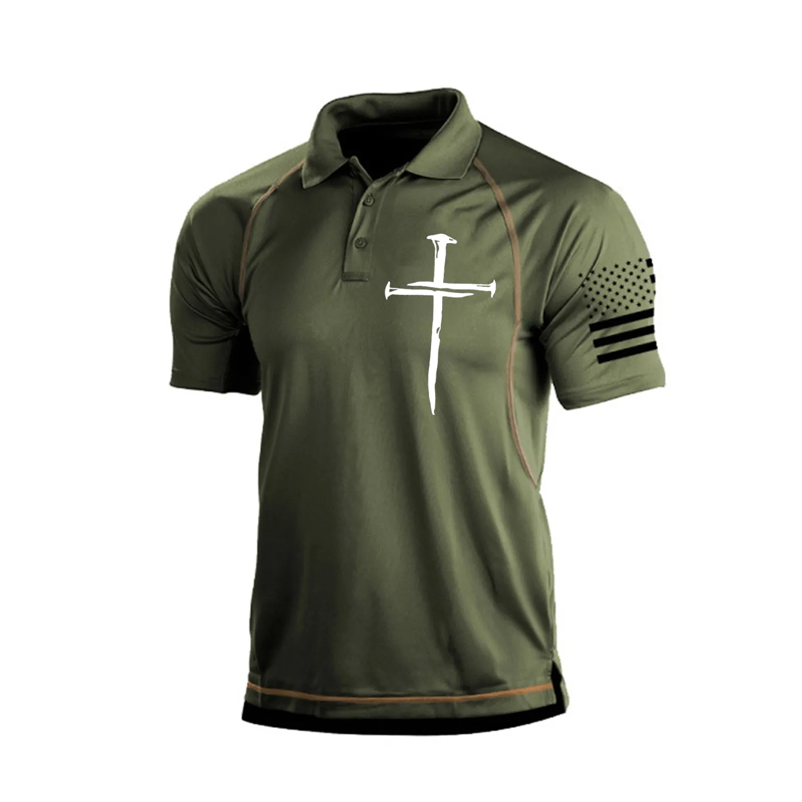 CROSSES RAGLAN PRINTED POLO SHIRT