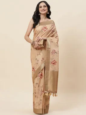 Digital Floral Printed Tussar Saree