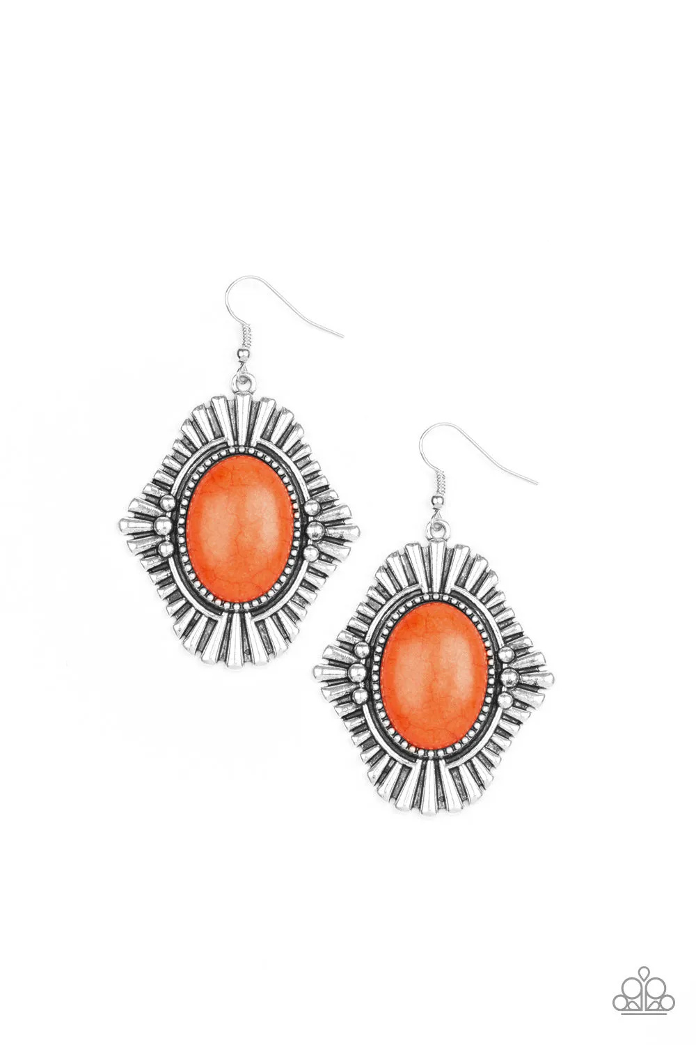 Easy As PIONEER Orange Paparazzi Earrings