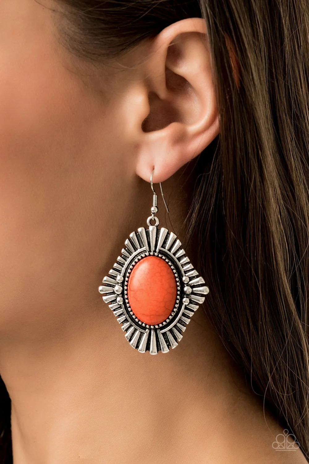 Easy As PIONEER Orange Paparazzi Earrings