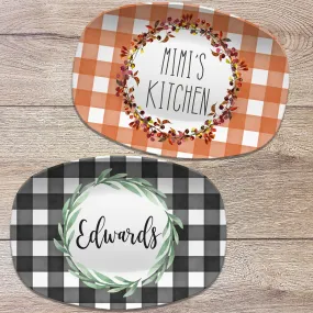 Fall Buffalo Plaid Personalized Platter