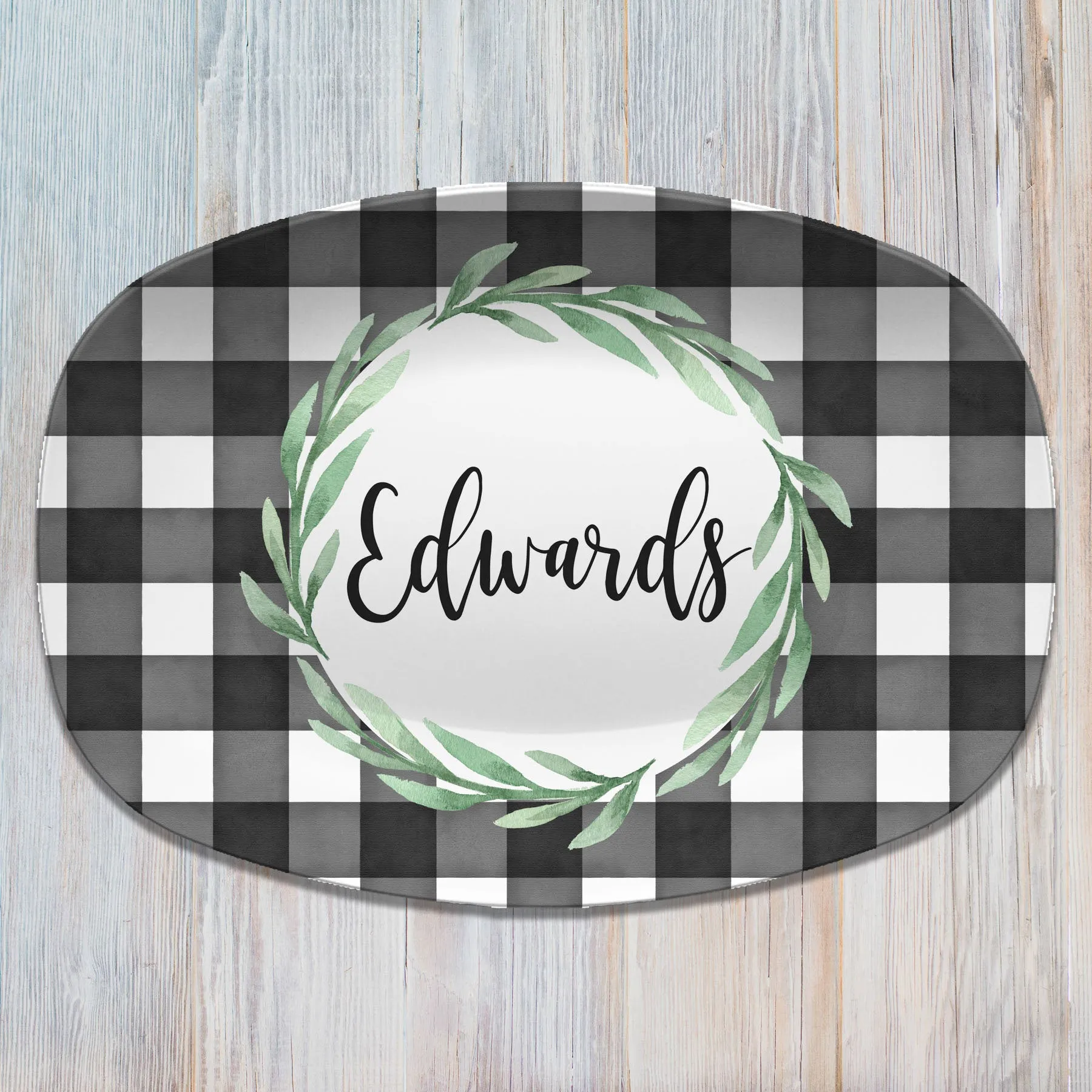 Fall Buffalo Plaid Personalized Platter