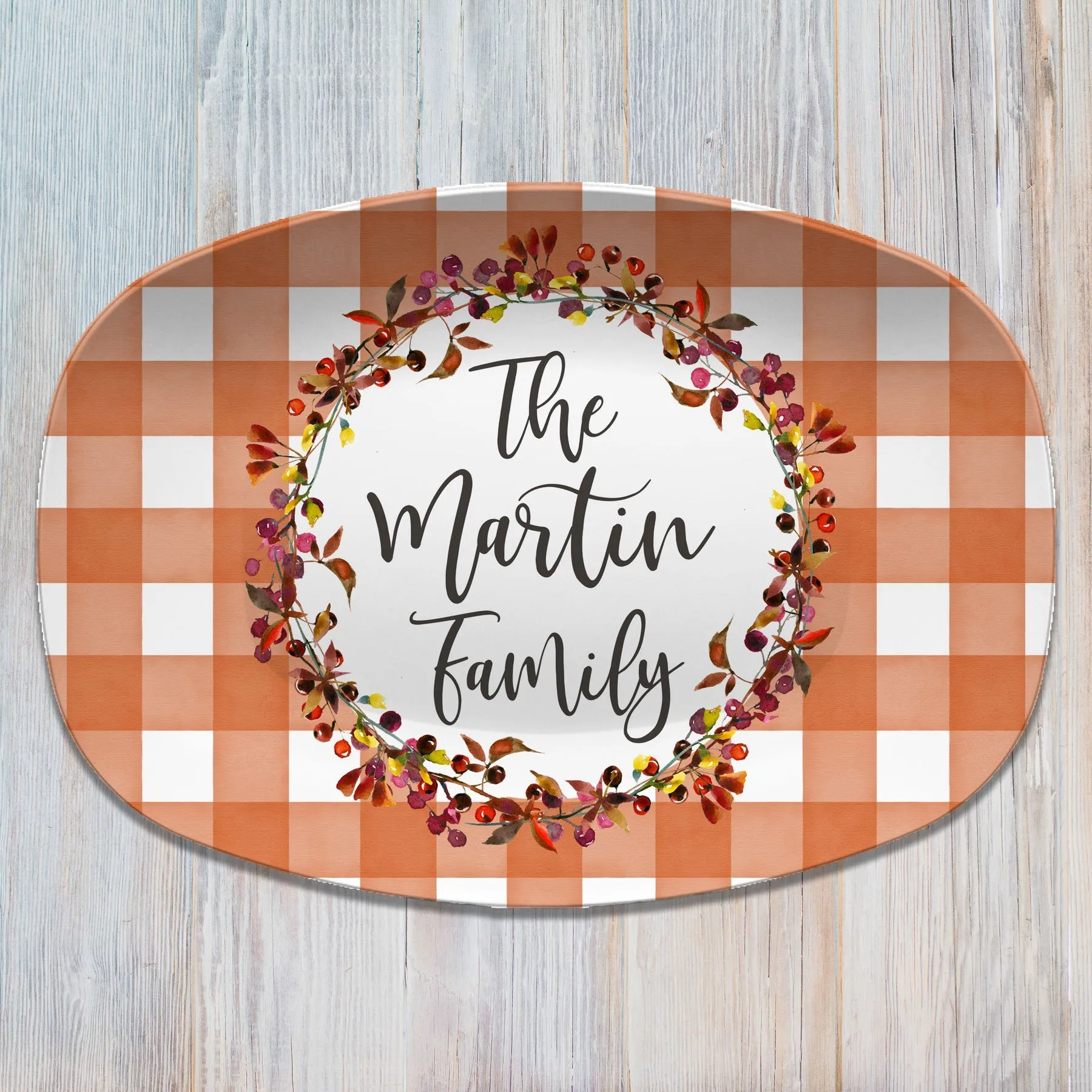 Fall Buffalo Plaid Personalized Platter