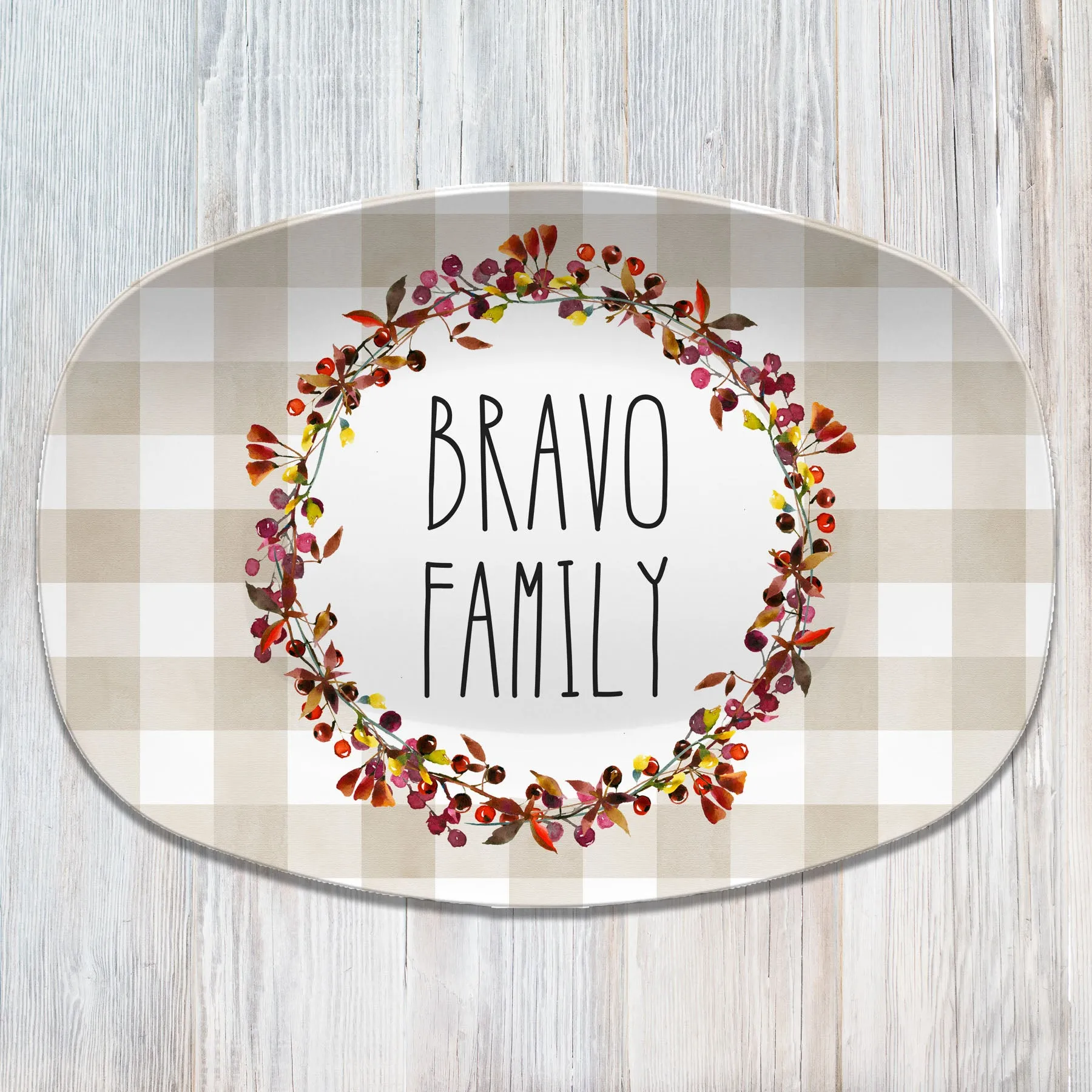 Fall Buffalo Plaid Personalized Platter