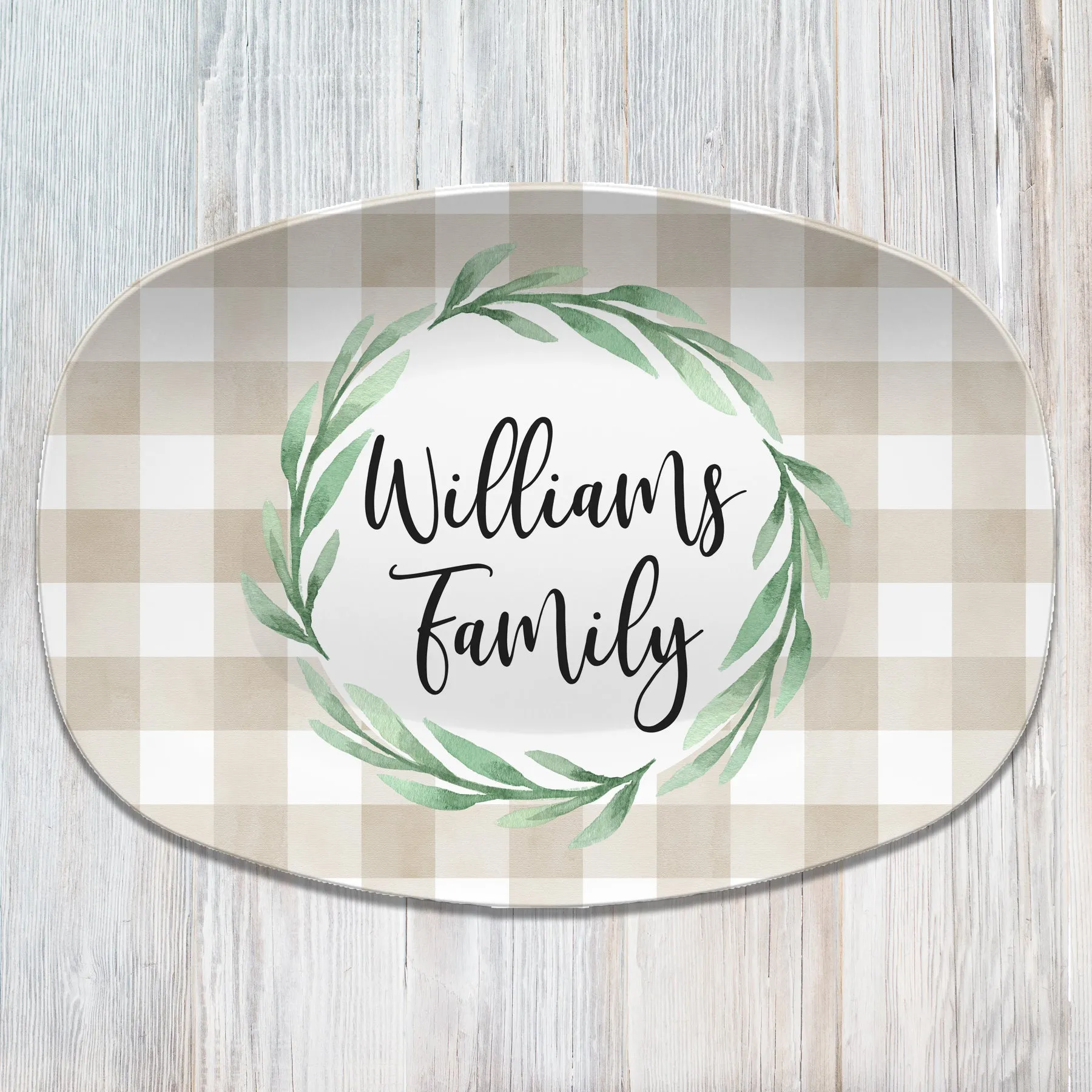 Fall Buffalo Plaid Personalized Platter