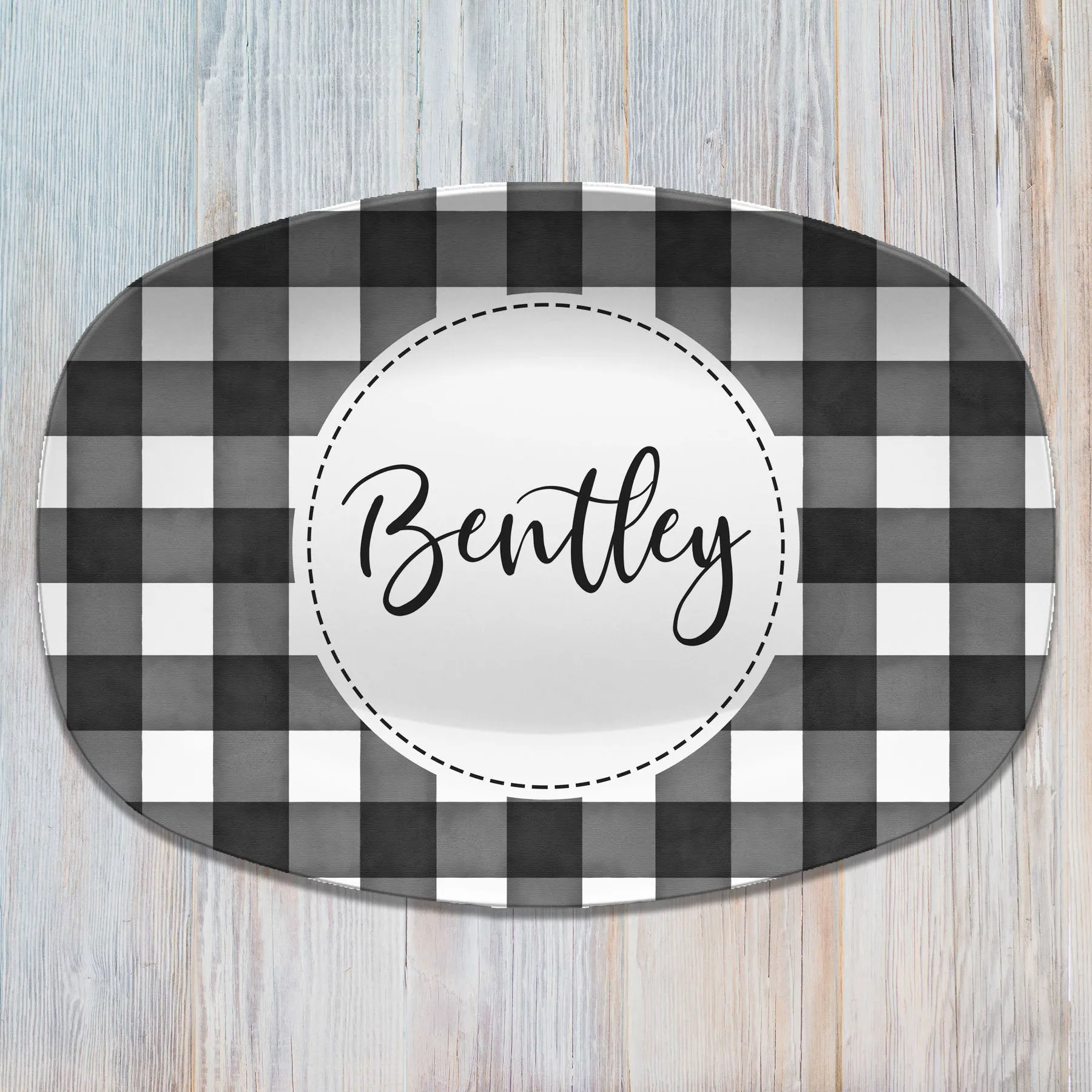 Fall Buffalo Plaid Personalized Platter