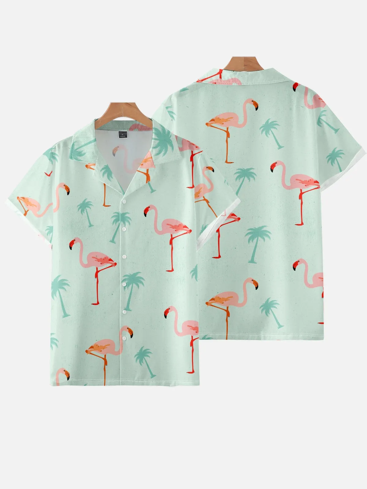 FLAMINGO PRINTED ALOHA SHIRT