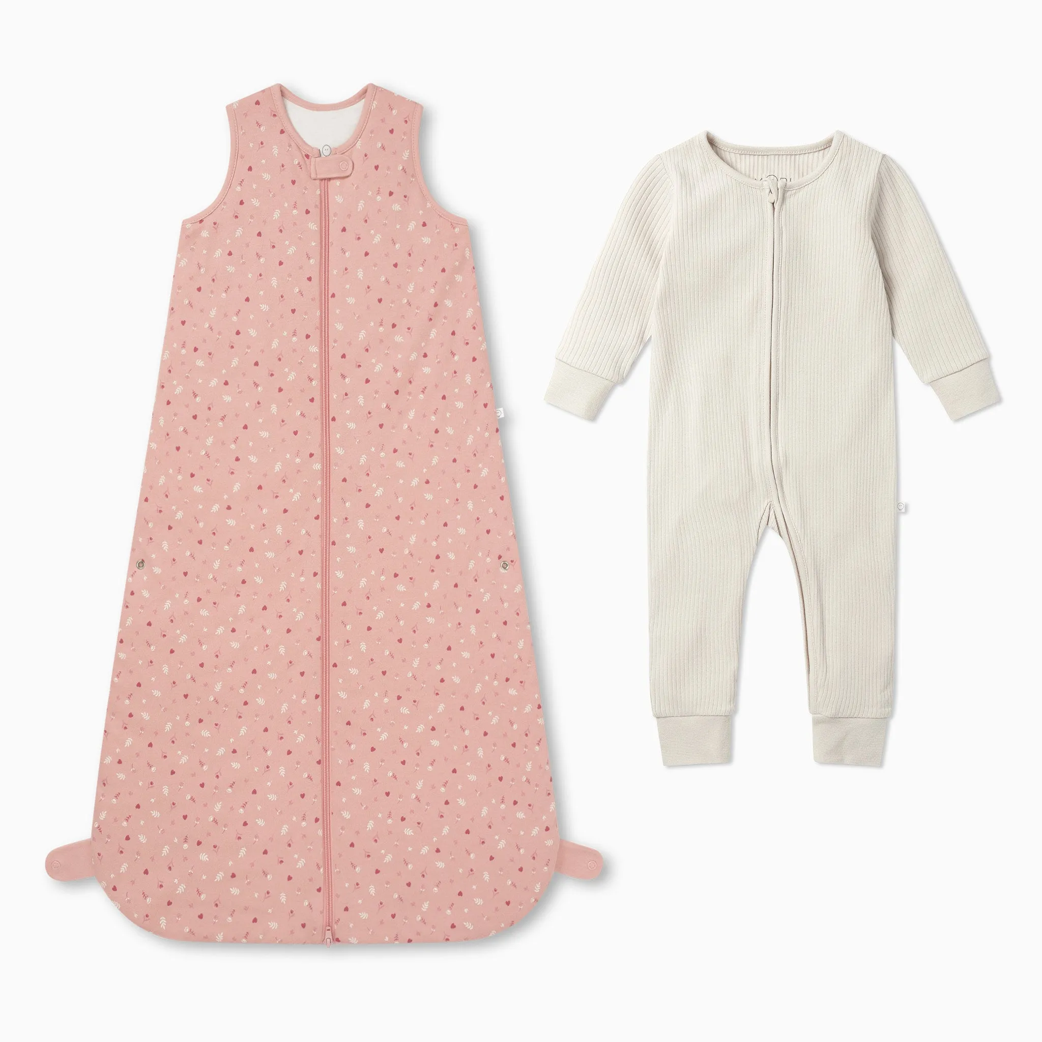 Floral & Plain Front Opening Bedtime Set 1.5 TOG