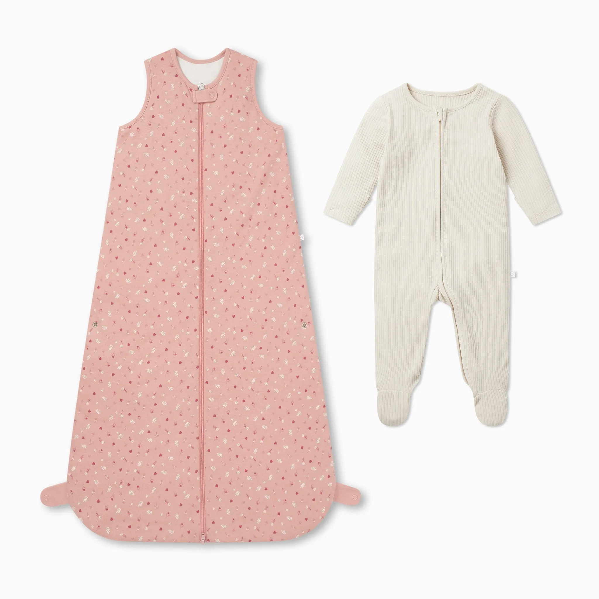 Floral & Plain Front Opening Bedtime Set 1.5 TOG