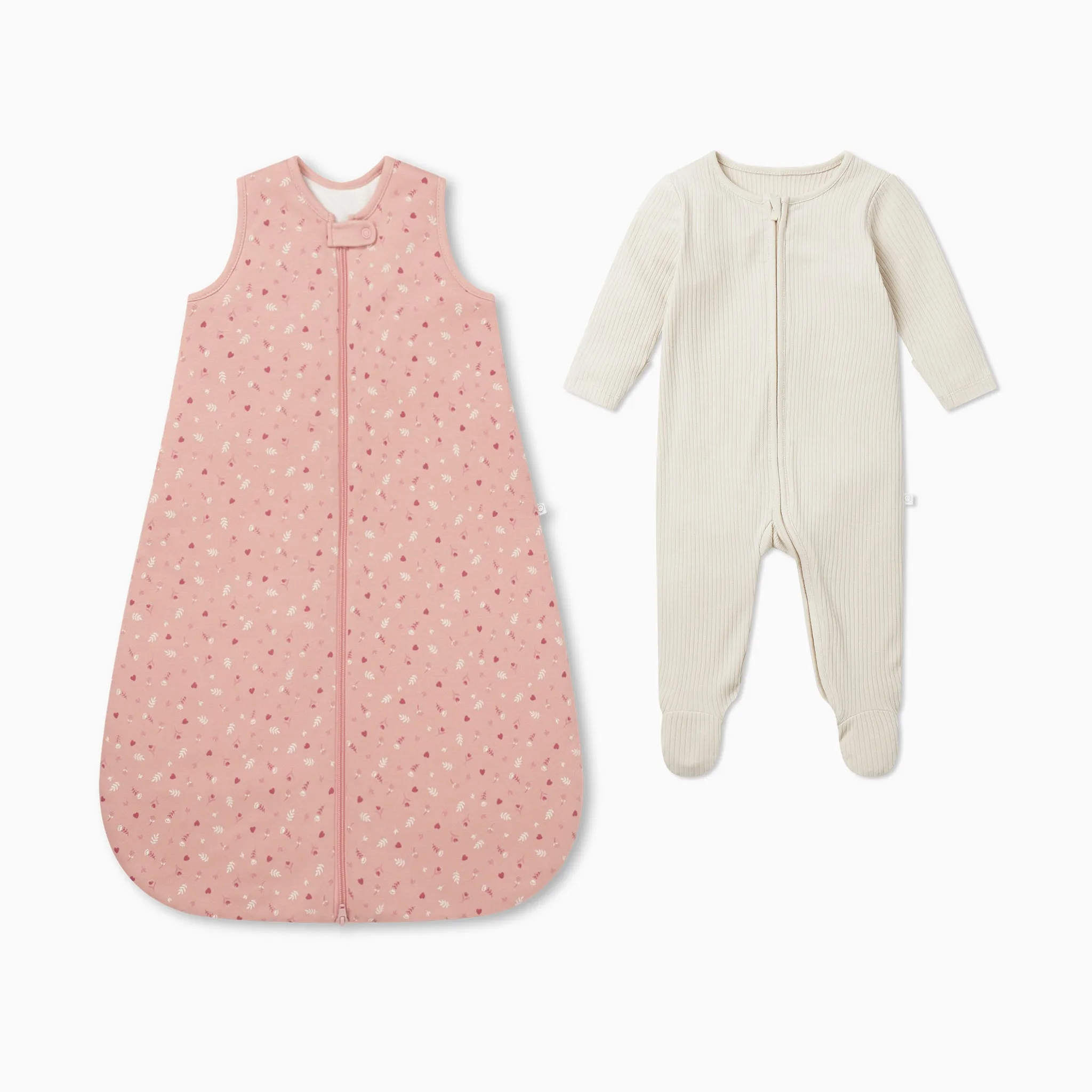 Floral & Plain Front Opening Bedtime Set 1.5 TOG