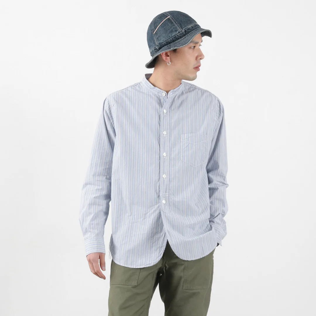 FOB FACTORY / F3488 striped band collar shirt